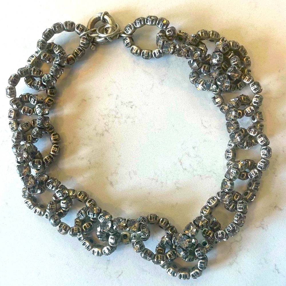 J. Crew silver and crystal link choker necklace. Worn only 2-3x